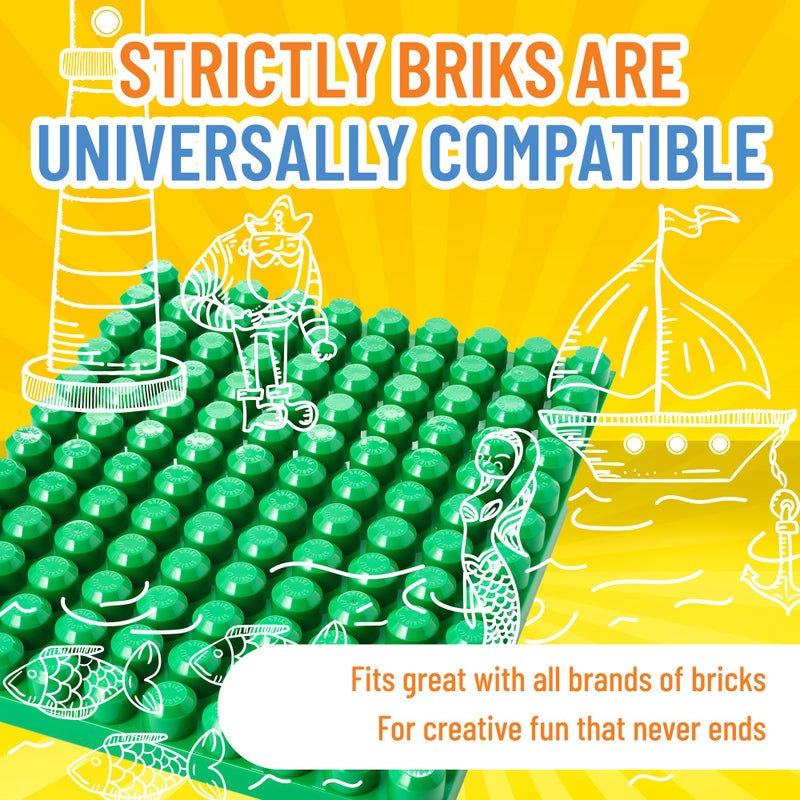 Strictly Briks Mega Toy Building Block Baseplate, Beginner Bricks Stackable Plate, Large Pegs for Toddlers, Compatible with All Major Brands, Kids Easter Gift, Green, 12.5 x 15 inches - Image 4